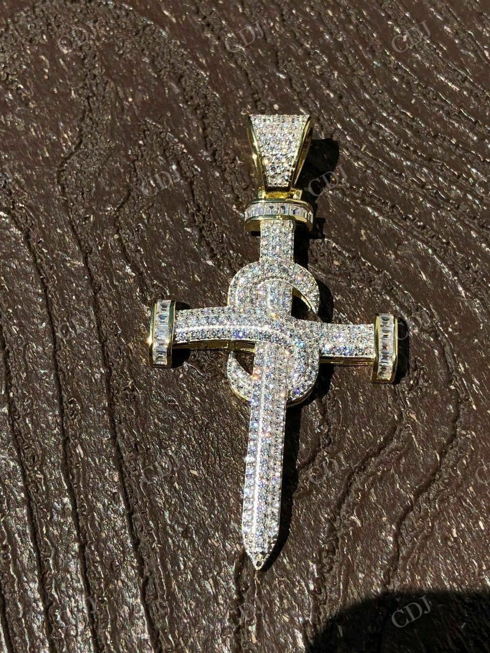 Real Iced Diamond Nail Cross Pendant  customdiamjewel   