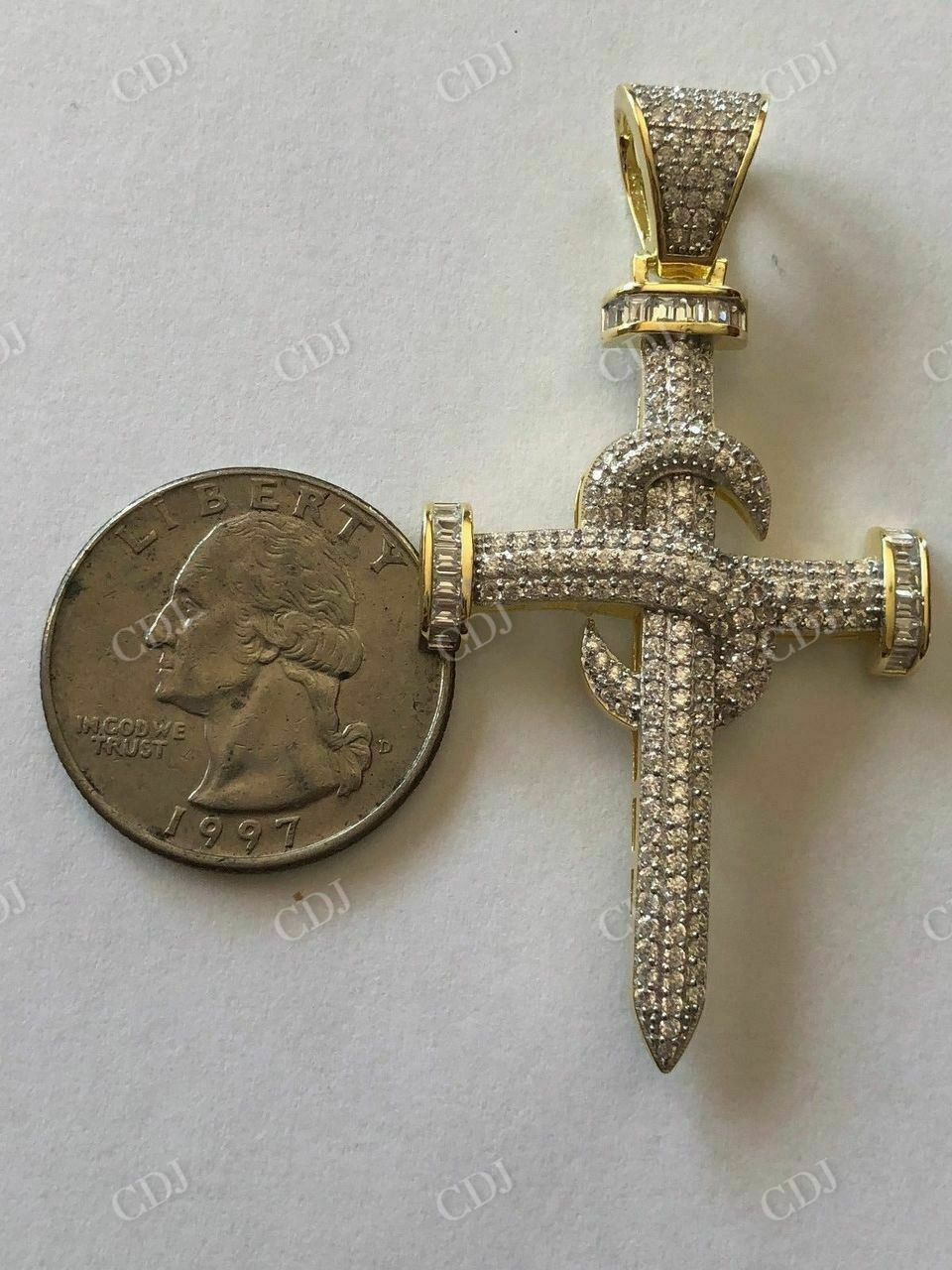 Real Iced Diamond Nail Cross Pendant  customdiamjewel   