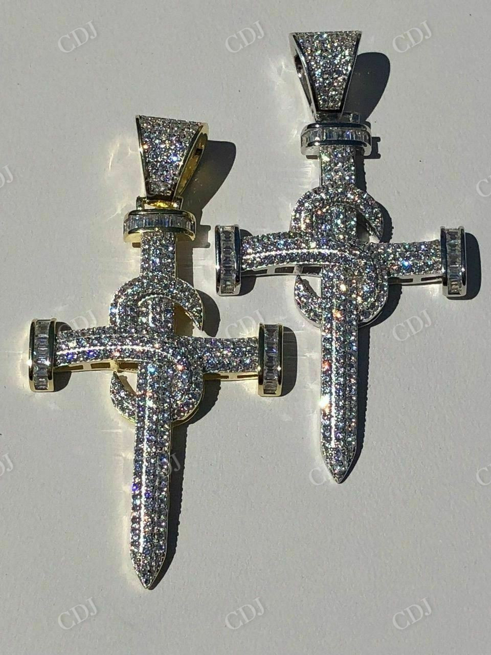 Real Iced Diamond Nail Cross Pendant  customdiamjewel   