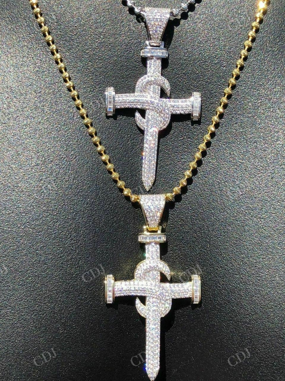 Real Iced Diamond Nail Cross Pendant  customdiamjewel   