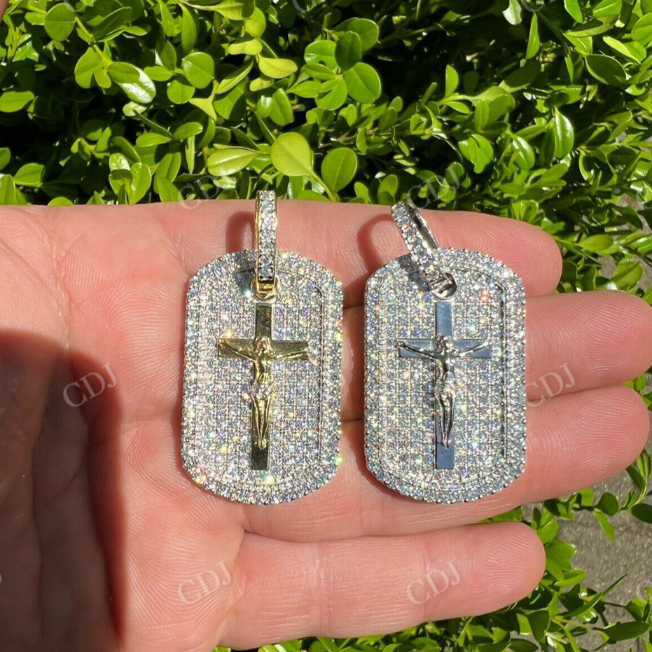 Iced Jesus & Cross Dog Tag Pendant  customdiamjewel   