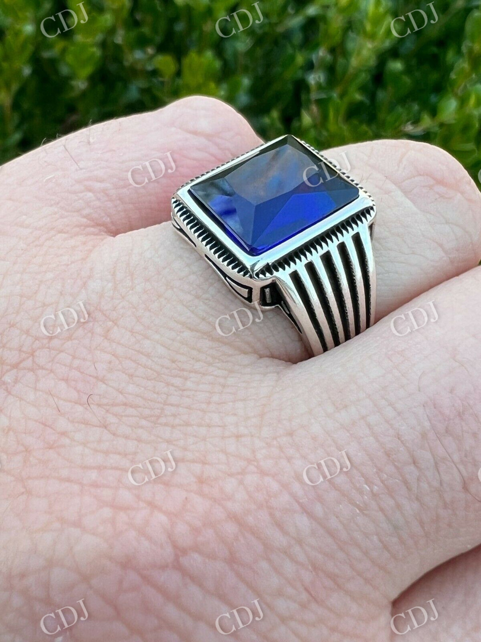 Blue Sapphire Hip Hop Ring  customdiamjewel   