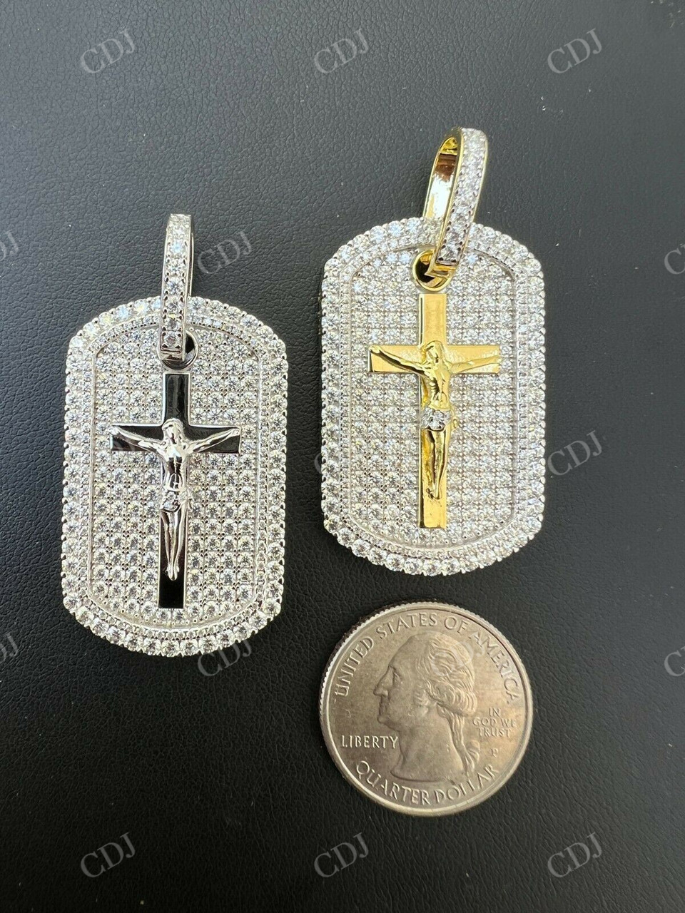 Iced Jesus & Cross Dog Tag Pendant  customdiamjewel   