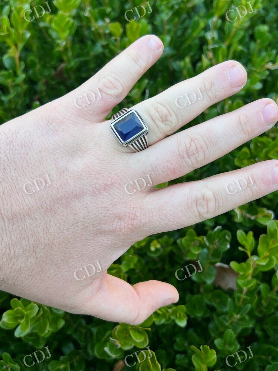 Blue Sapphire Hip Hop Ring  customdiamjewel   