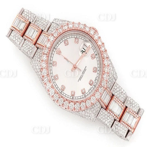 Moissanite Diamond Watch For Men Hip Hop Watch Rolex Date Just Watch 22.16 CTW (Approx)  customdiamjewel   