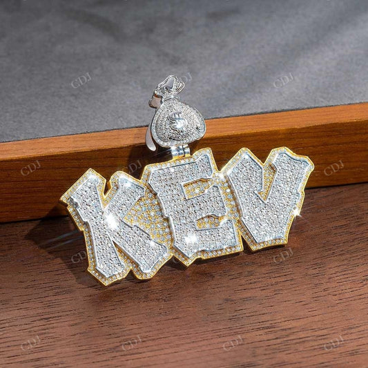 Yellow And White Gold Diamond Custom Letter Hip Hop Pendant hip hop jewelry customdiamjewel   