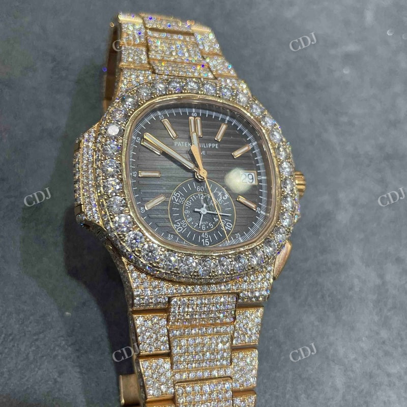 41mm Patek Philippe Bust Down Moissanite Watch  customdiamjewel   