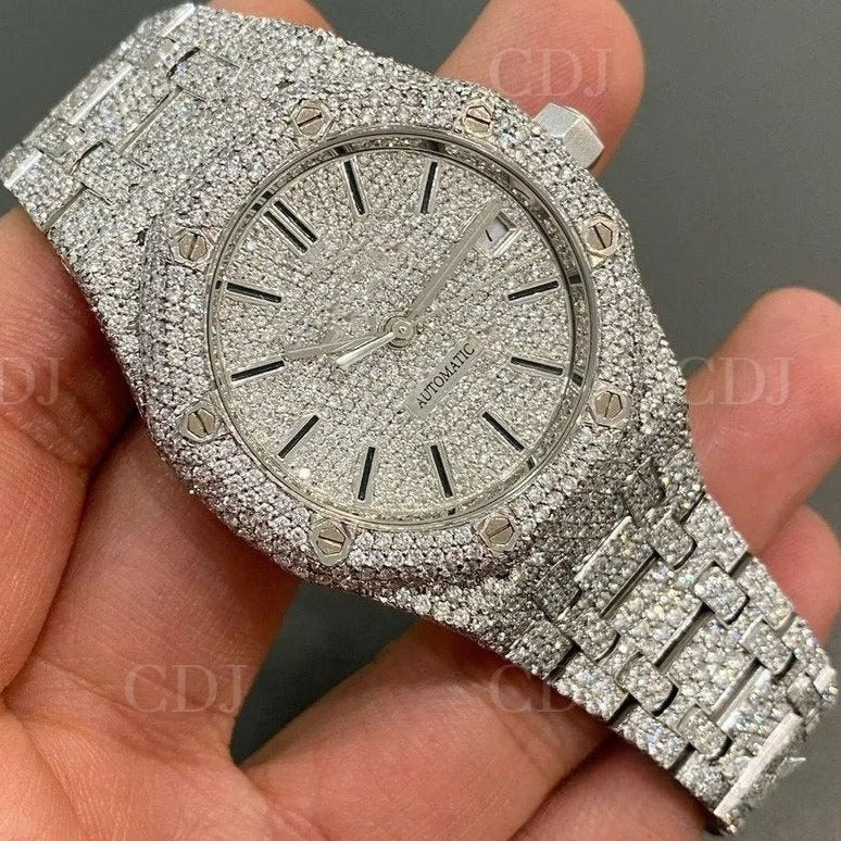 Handmade Custom Pass Diamond Tester VVS Moissanite Diamond Hip Hop watches stainless steel fully Diamond Iced Out Luxury Watches  customdiamjewel   