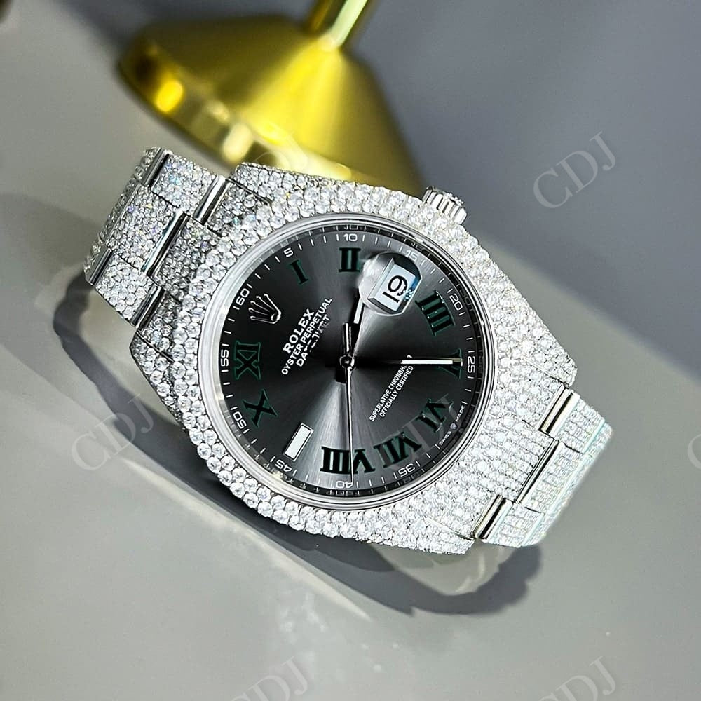 Rolex Datejust Black Dial Diamond Watch  customdiamjewel   