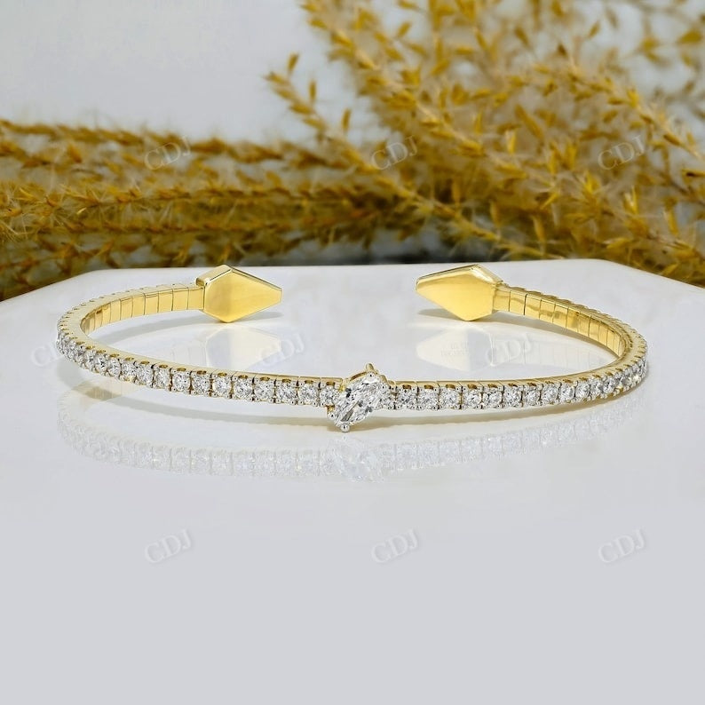 2.49CTW Marquise Center Flexible Cuff Natural Diamond Bracelet  customdiamjewel   