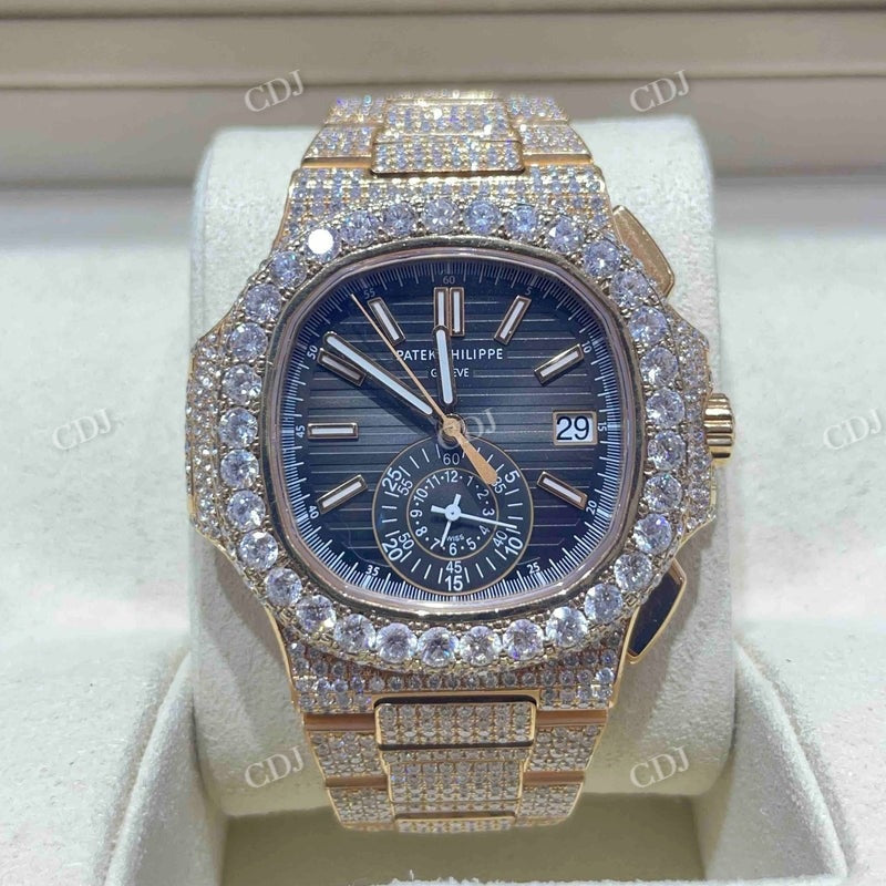 41mm Patek Philippe Bust Down Moissanite Watch  customdiamjewel   