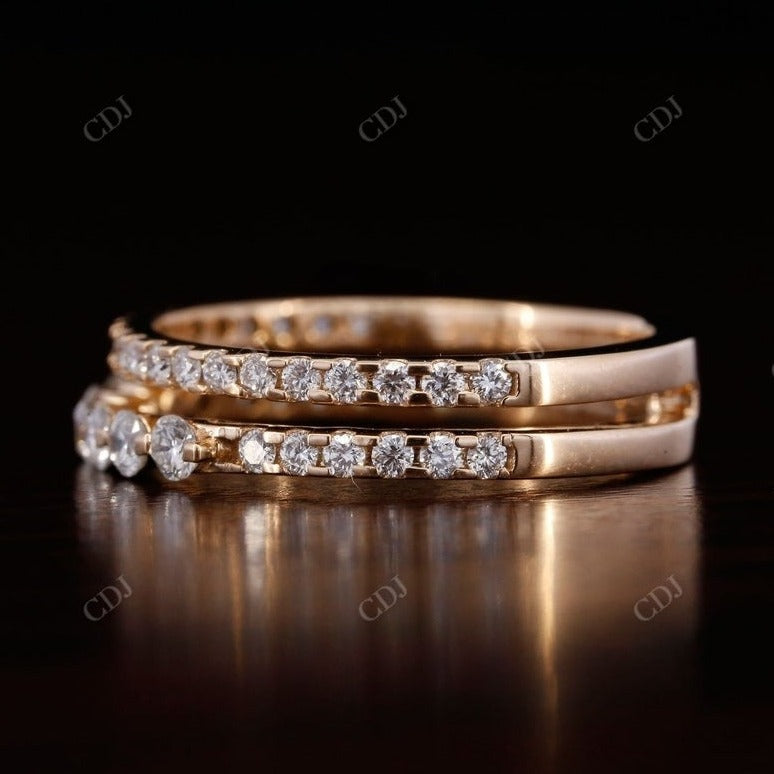 Rose gold  Round Cut Diamond Double Band Women  customdiamjewel   