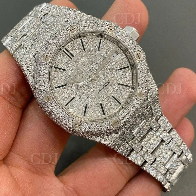 Handmade Custom Pass Diamond Tester VVS Moissanite Diamond Hip Hop watches stainless steel fully Diamond Iced Out Luxury Watches  customdiamjewel   