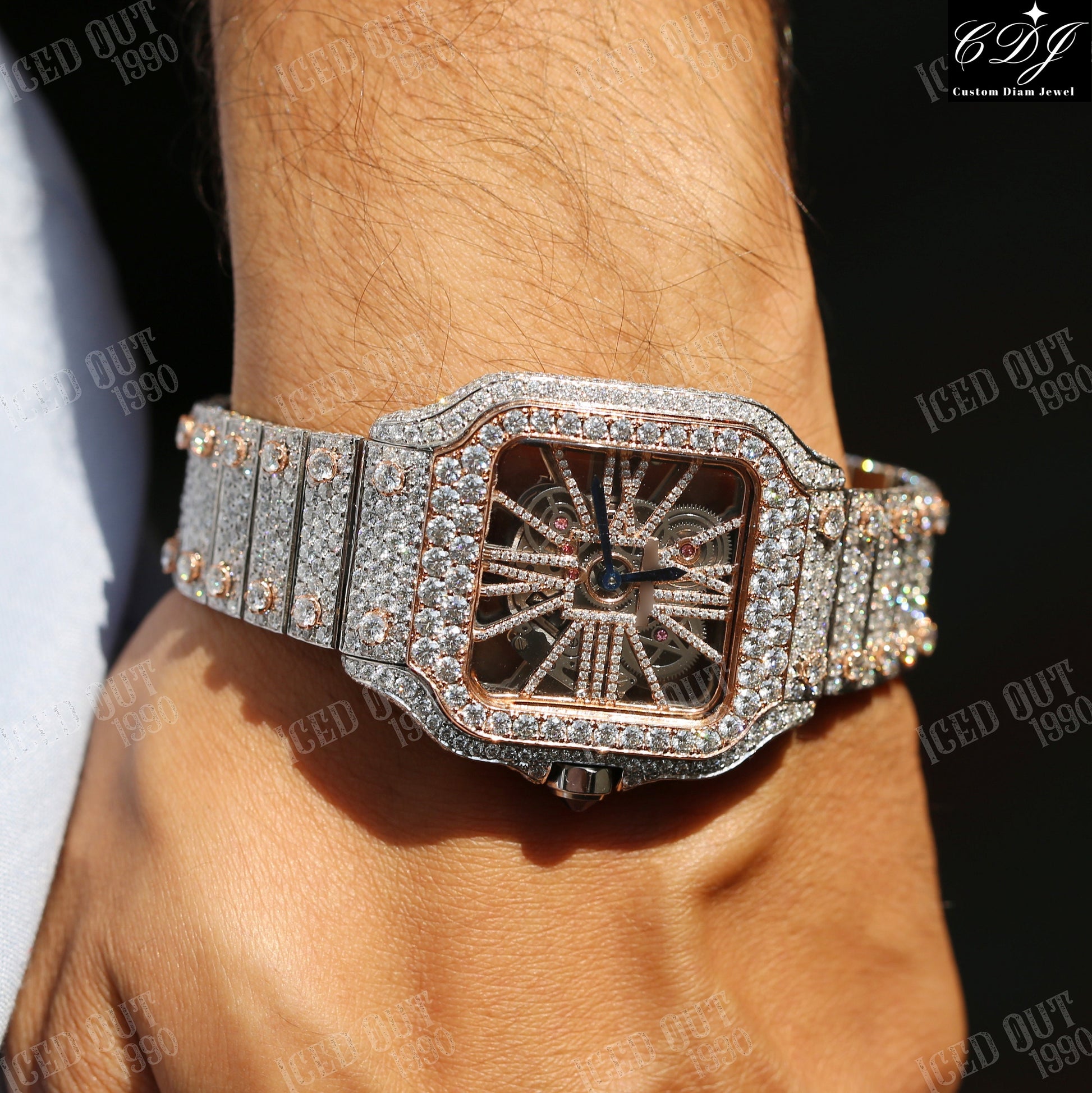 VVS Moissanite Studded Diamond Watch Custom Iced Out Watch For Men Automatic Movement Custom Hip Hop Watches  customdiamjewel   