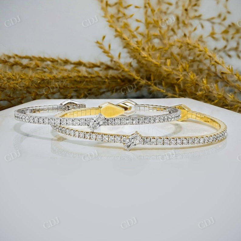 2.49CTW Marquise Center Flexible Cuff Natural Diamond Bracelet  customdiamjewel   