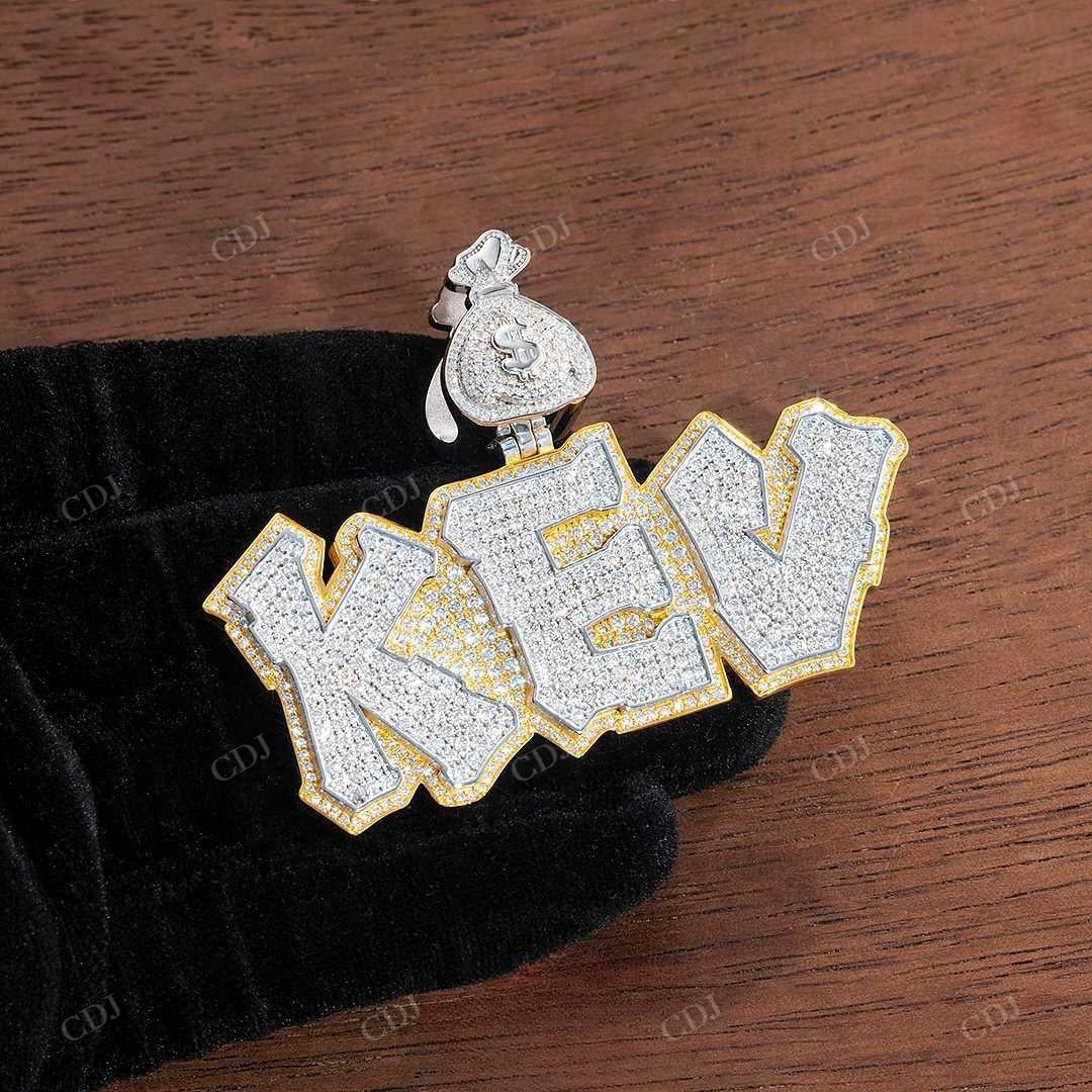 Yellow And White Gold Diamond Custom Letter Hip Hop Pendant hip hop jewelry customdiamjewel   