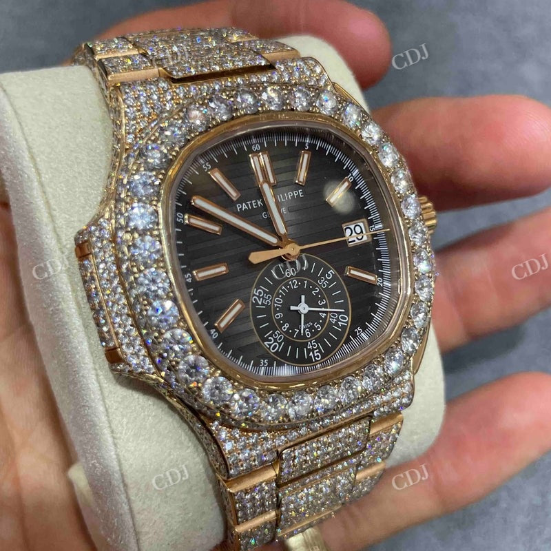 41mm Patek Philippe Bust Down Moissanite Watch  customdiamjewel   