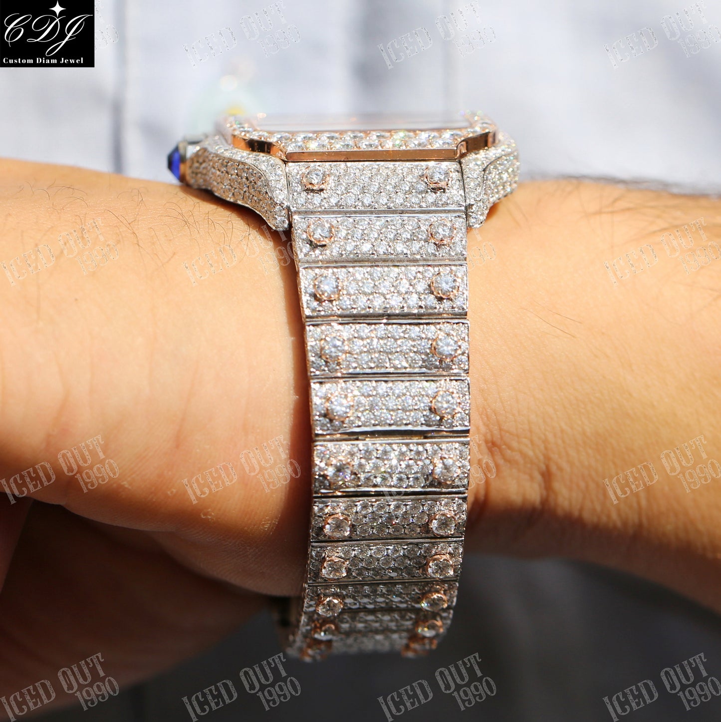 VVS Moissanite Studded Diamond Watch Custom Iced Out Watch For Men Automatic Movement Custom Hip Hop Watches  customdiamjewel   