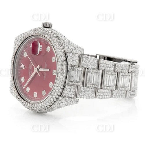 Lab Grown Diamond Hip Hop Watch Red Dial Iced Out Diamond Watch Customized Watch 23.29 CTW (Approx)  customdiamjewel   