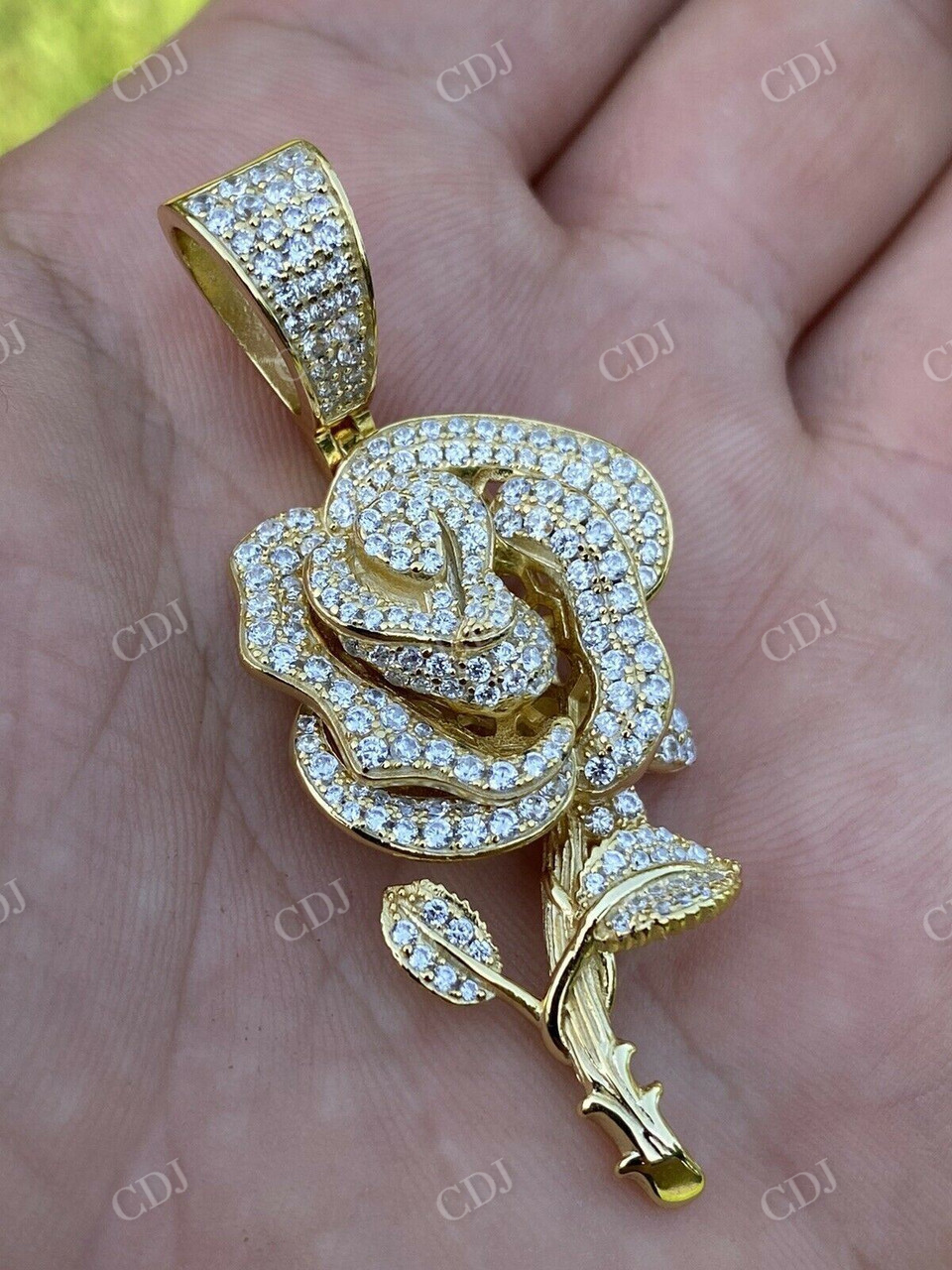 Hiphop Diamond Rose Flower Pendant  customdiamjewel   