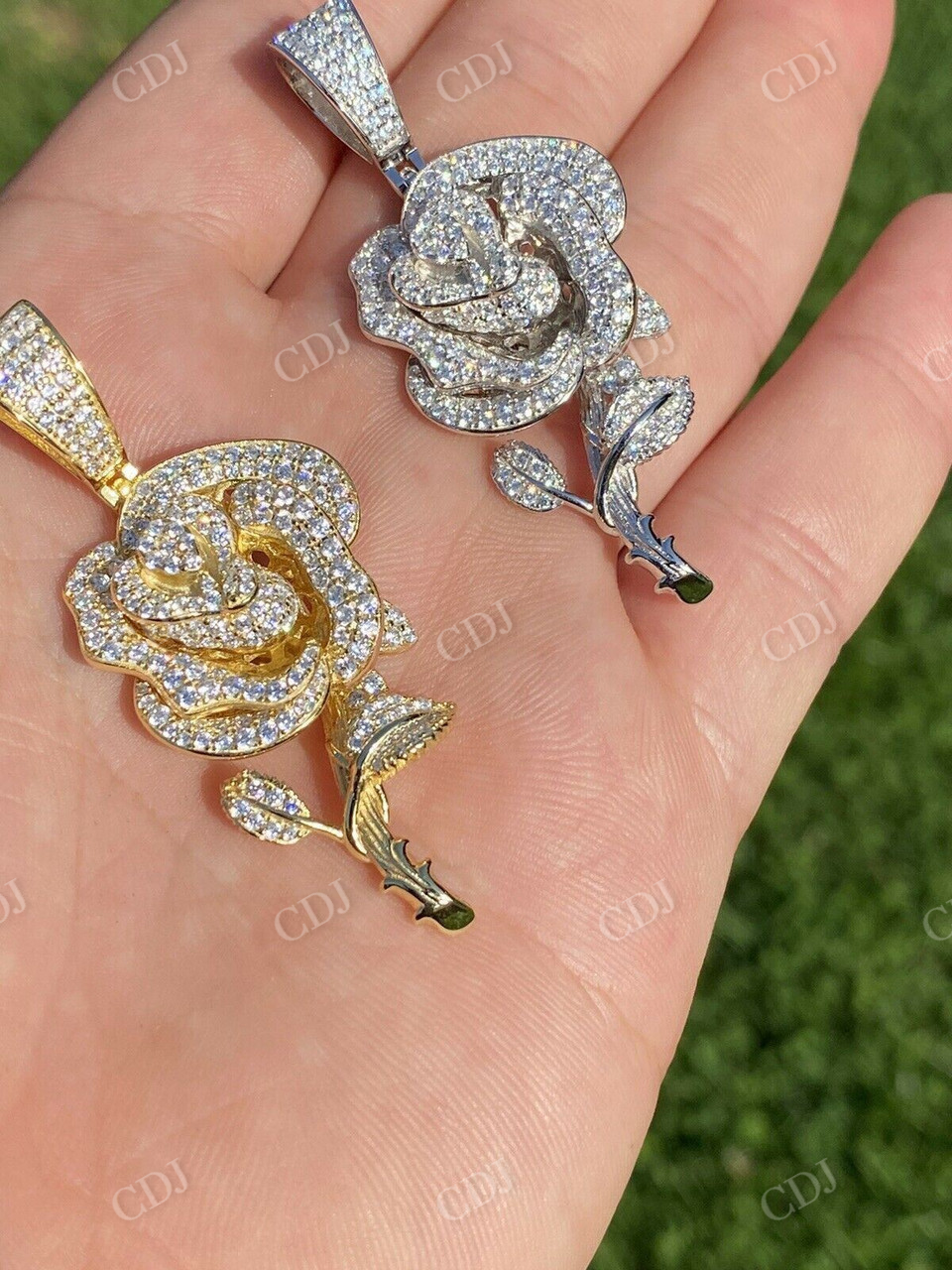 Hiphop Diamond Rose Flower Pendant  customdiamjewel   