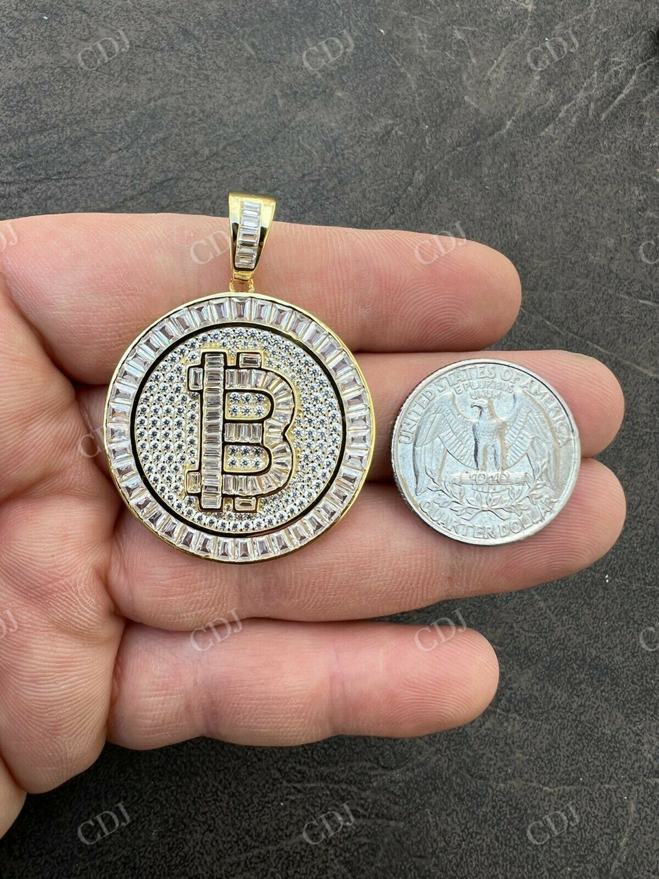 Iced BITCOIN Big Hip Hop Pendant  customdiamjewel   