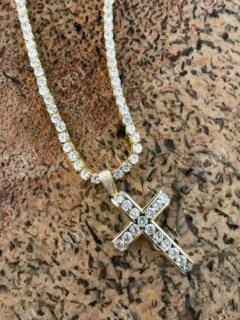 Channel Set Cross Diamond Hip Hop Pendant  customdiamjewel   