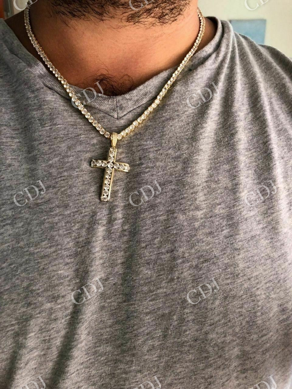 Channel Set Cross Diamond Hip Hop Pendant  customdiamjewel   