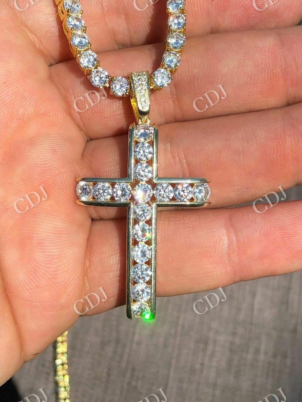 Channel Set Cross Diamond Hip Hop Pendant  customdiamjewel   