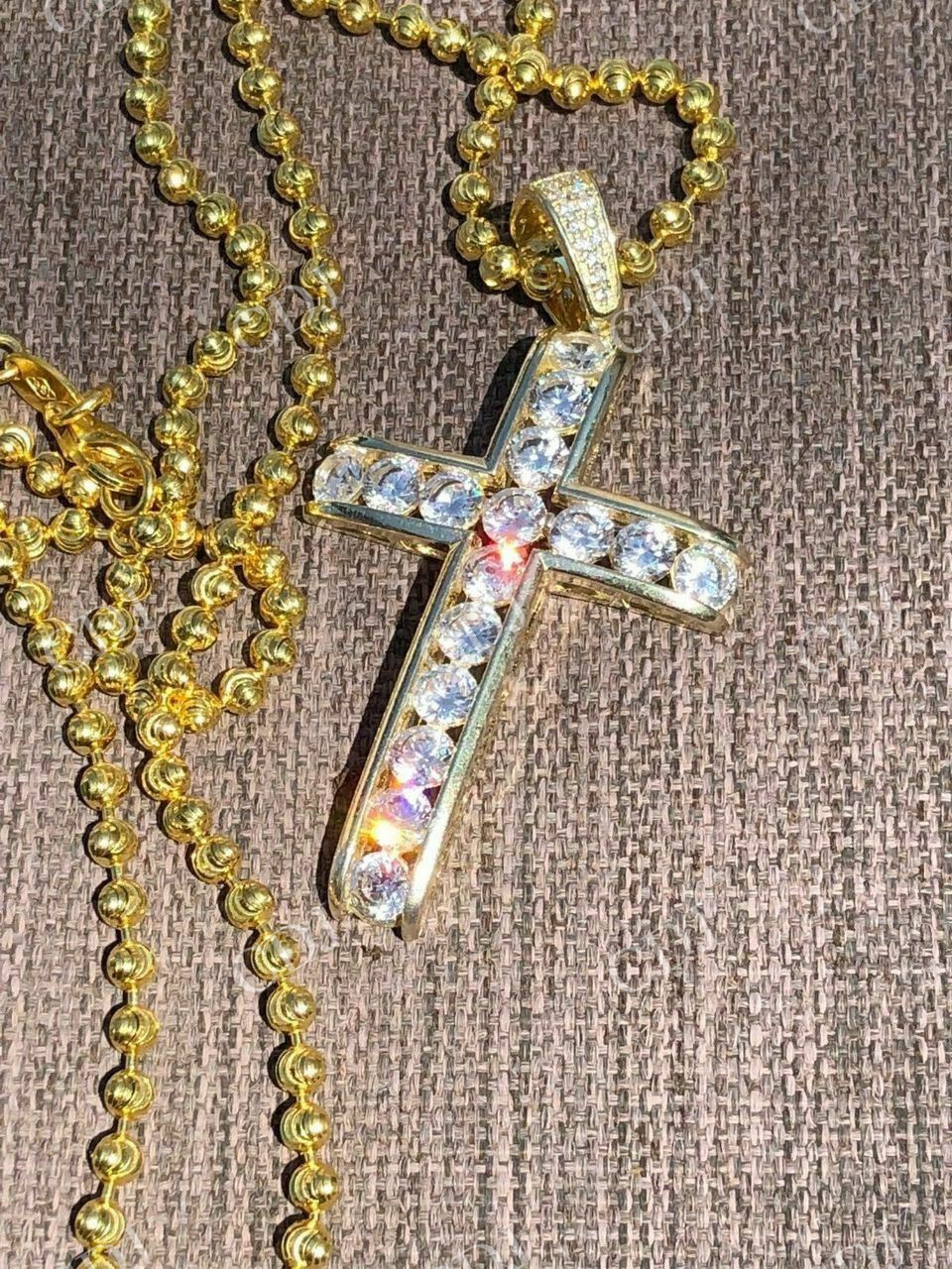 Channel Set Cross Diamond Hip Hop Pendant  customdiamjewel   