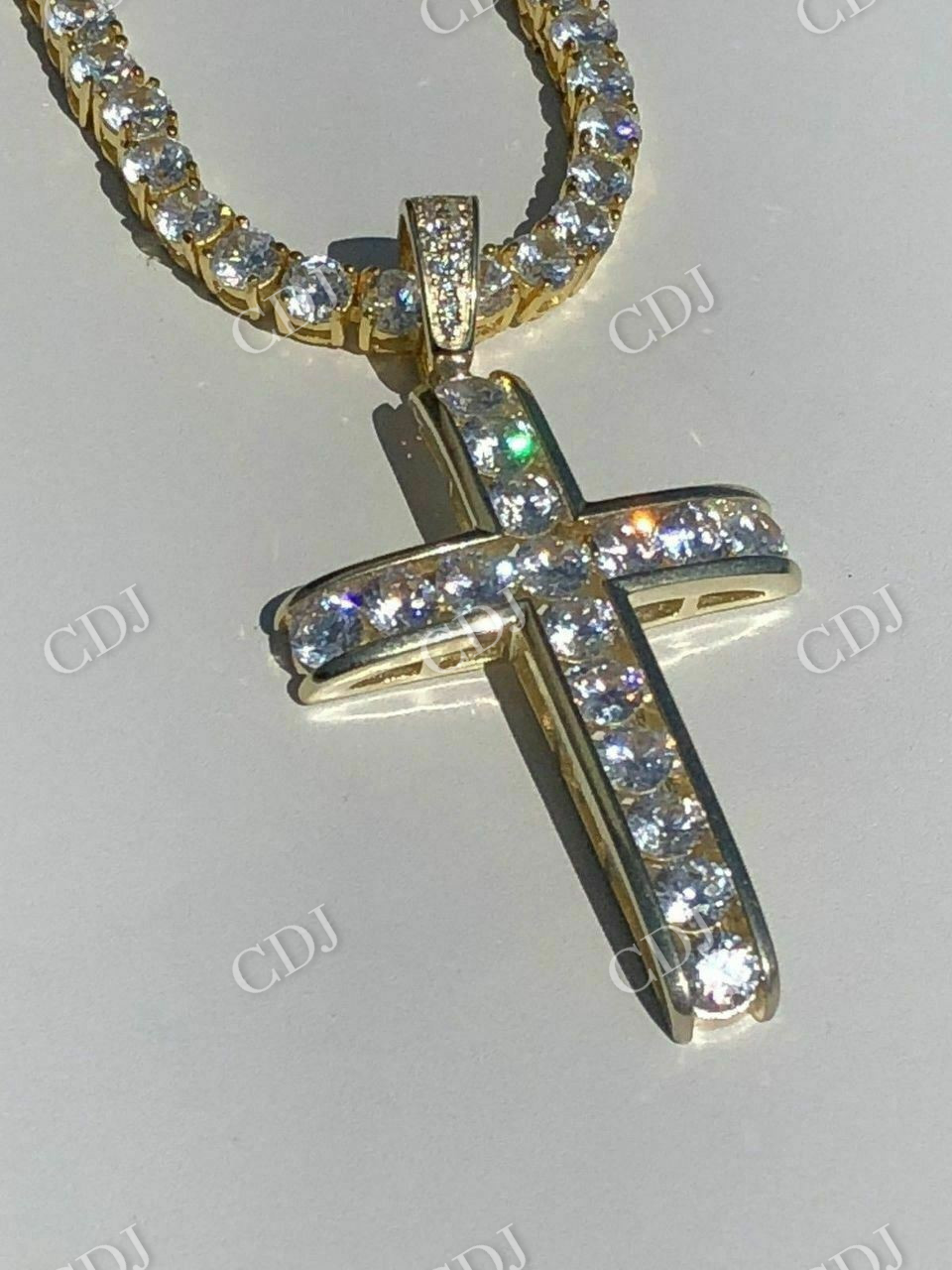 Channel Set Cross Diamond Hip Hop Pendant  customdiamjewel   