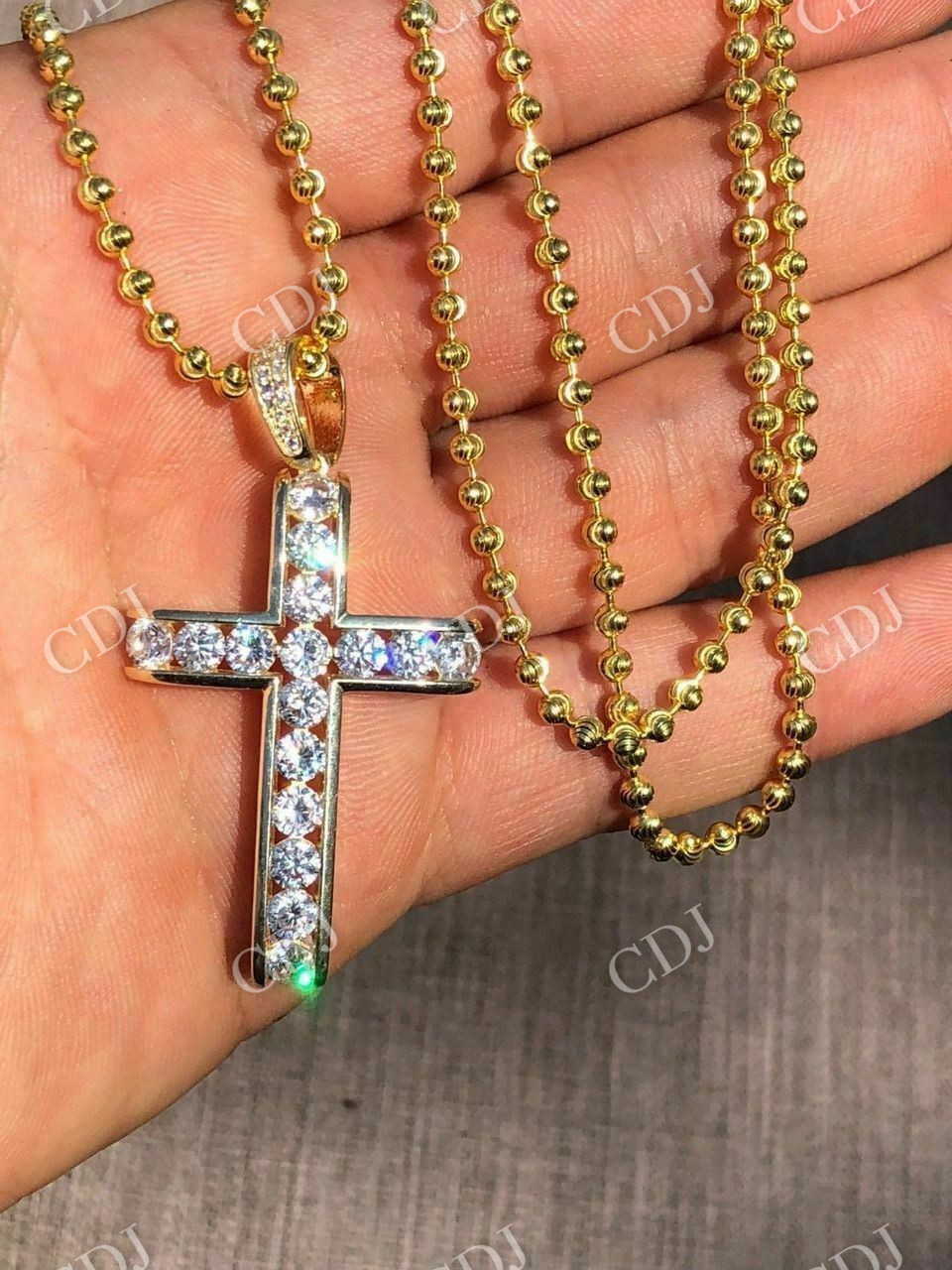 Channel Set Cross Diamond Hip Hop Pendant  customdiamjewel   