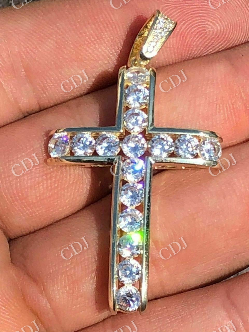 Channel Set Cross Diamond Hip Hop Pendant  customdiamjewel   