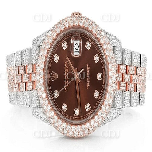 Iced Out High Quality Natural Diamond Watches Rolex Swiss Watch Two Tone Diamond Watch 16.33 CTW (Approx)  customdiamjewel   