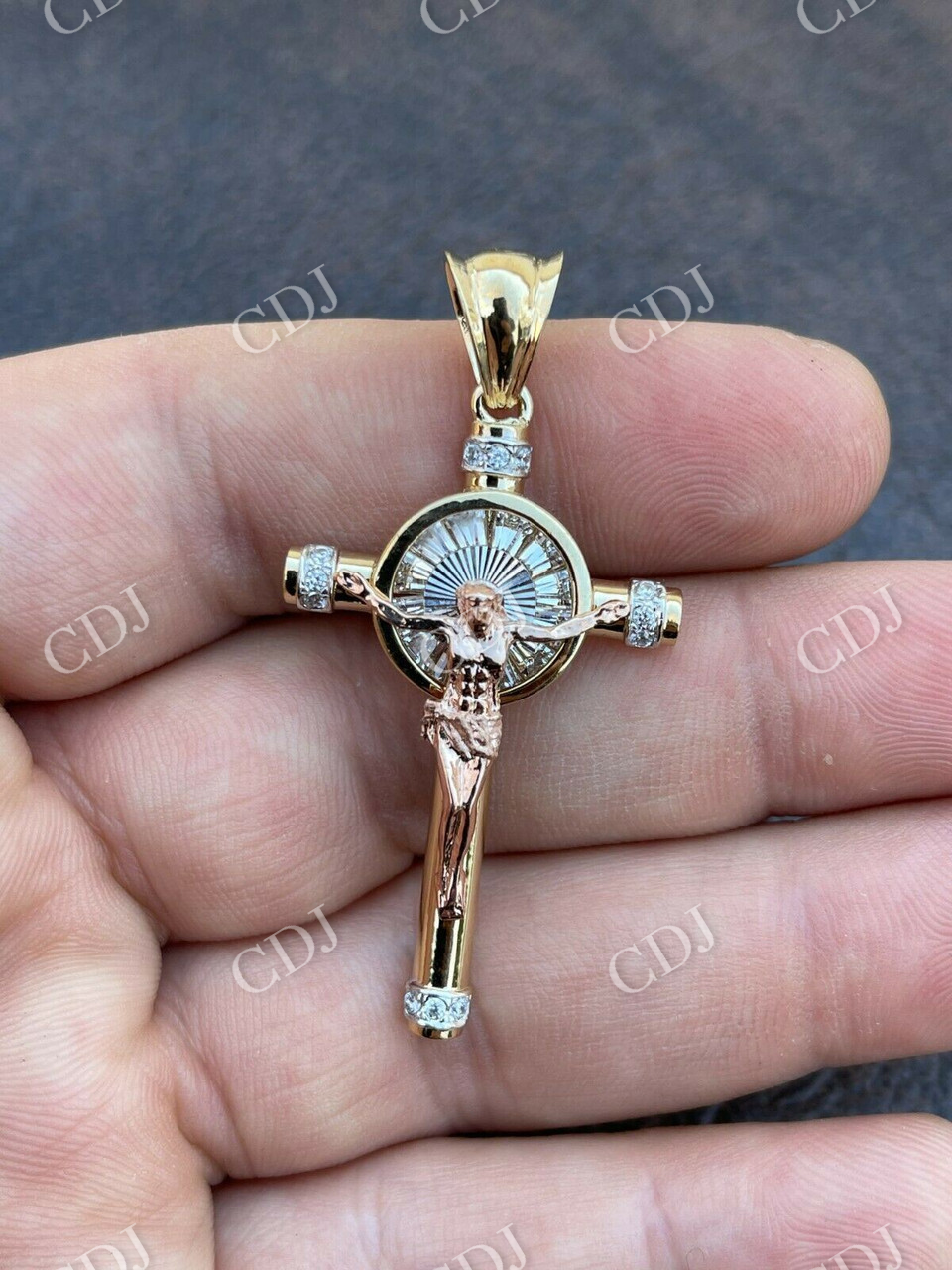 Hip Hop Cross Jesus Diamond Pendant  customdiamjewel   