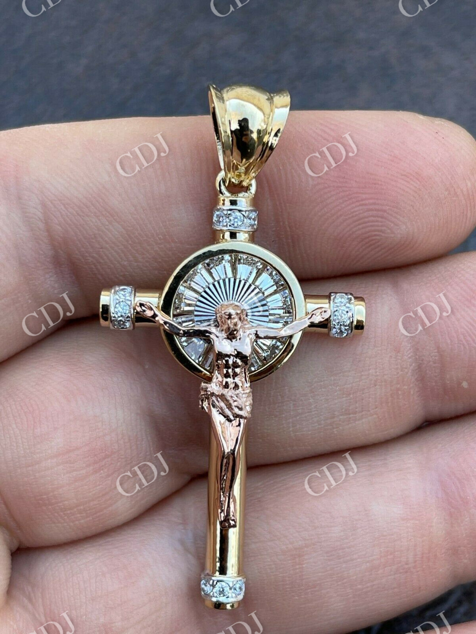 Hip Hop Cross Jesus Diamond Pendant  customdiamjewel   