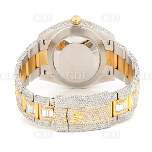 Natural Diamond Watch Two Tone Gold Plated Diamond Watch Rolex Date Just Watch 18.90CTW (Approx)  customdiamjewel   