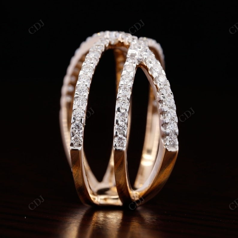 0.54CTW Round Cut Lab Grown Diamond Double X Style Wedding Band  customdiamjewel   