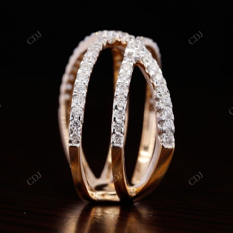 Double X Round Cut Diamond Rose Gold Twisted Band  customdiamjewel   