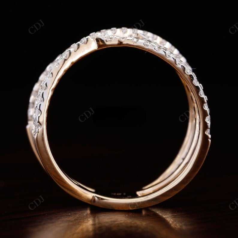 0.54CTW Round Cut Lab Grown Diamond Double X Style Wedding Band  customdiamjewel   