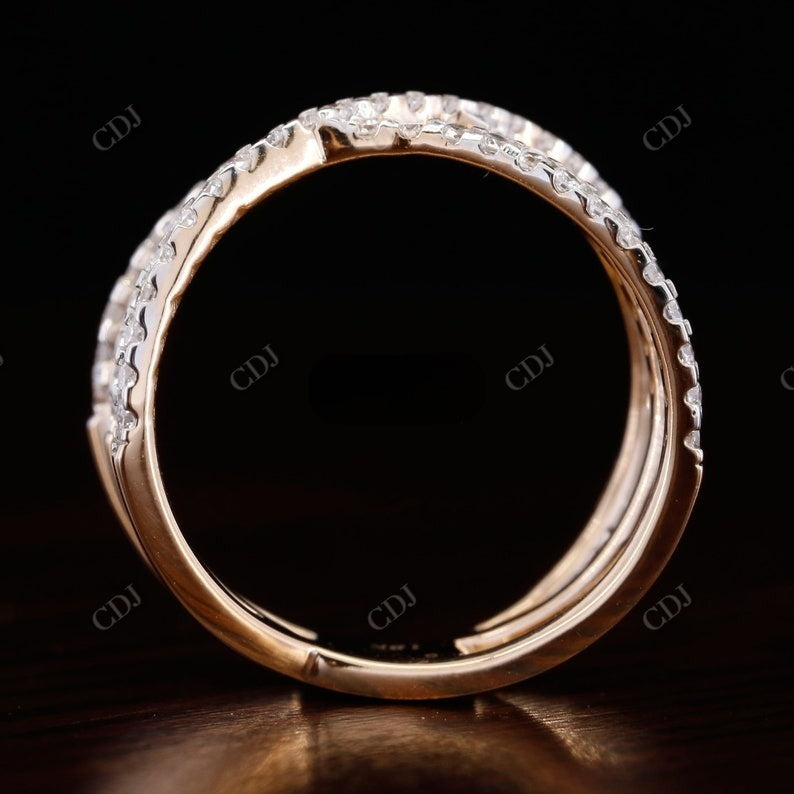 Double X Round Cut Diamond Rose Gold Twisted Band  customdiamjewel   