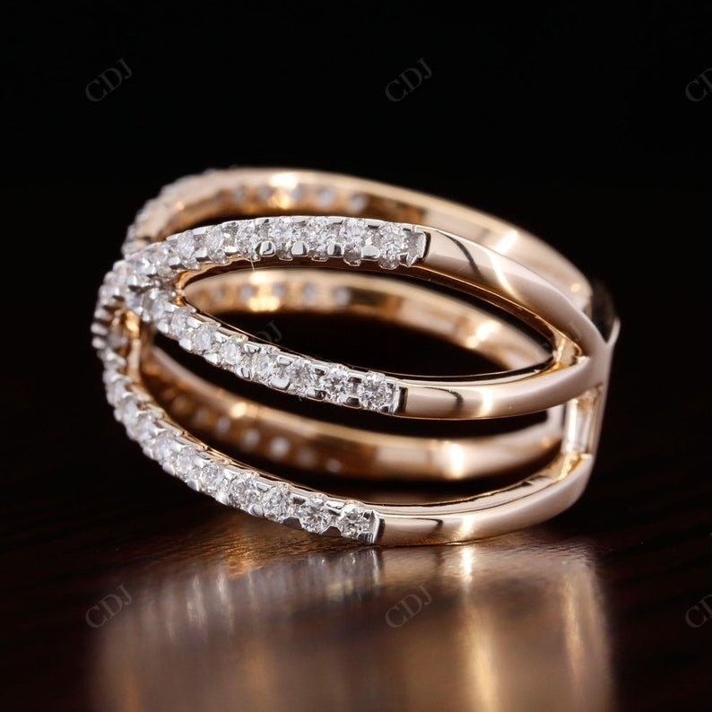 0.54CTW Round Cut Lab Grown Diamond Double X Style Wedding Band  customdiamjewel   