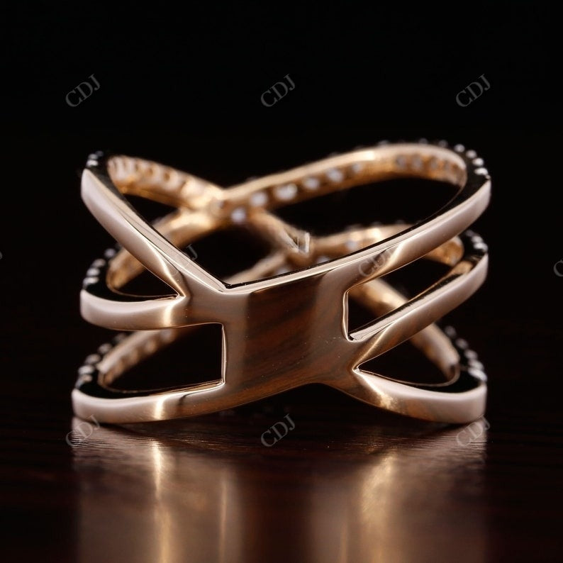 Double X Round Cut Diamond Rose Gold Twisted Band  customdiamjewel   