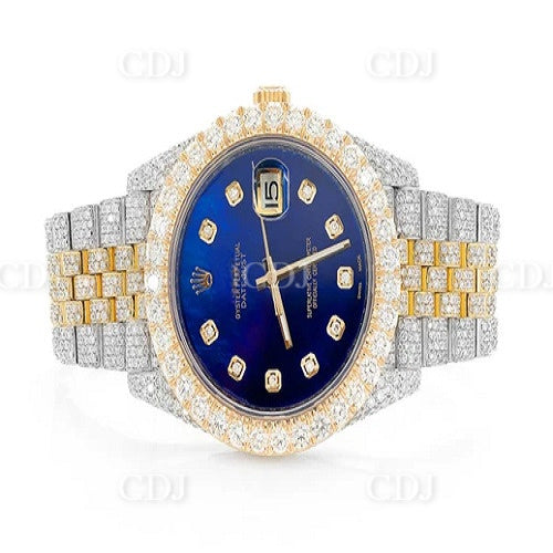 VVS Moissanite Diamond Watch 41MM Dial Stainless Steel Watch Rolex Date Just Watch  customdiamjewel   