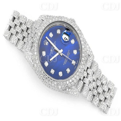 16.10CTW Luxury Hip Hop Fully Iced Out Watches Silver Gold Blue Dial Diamond Men's Wrist Watches  customdiamjewel   