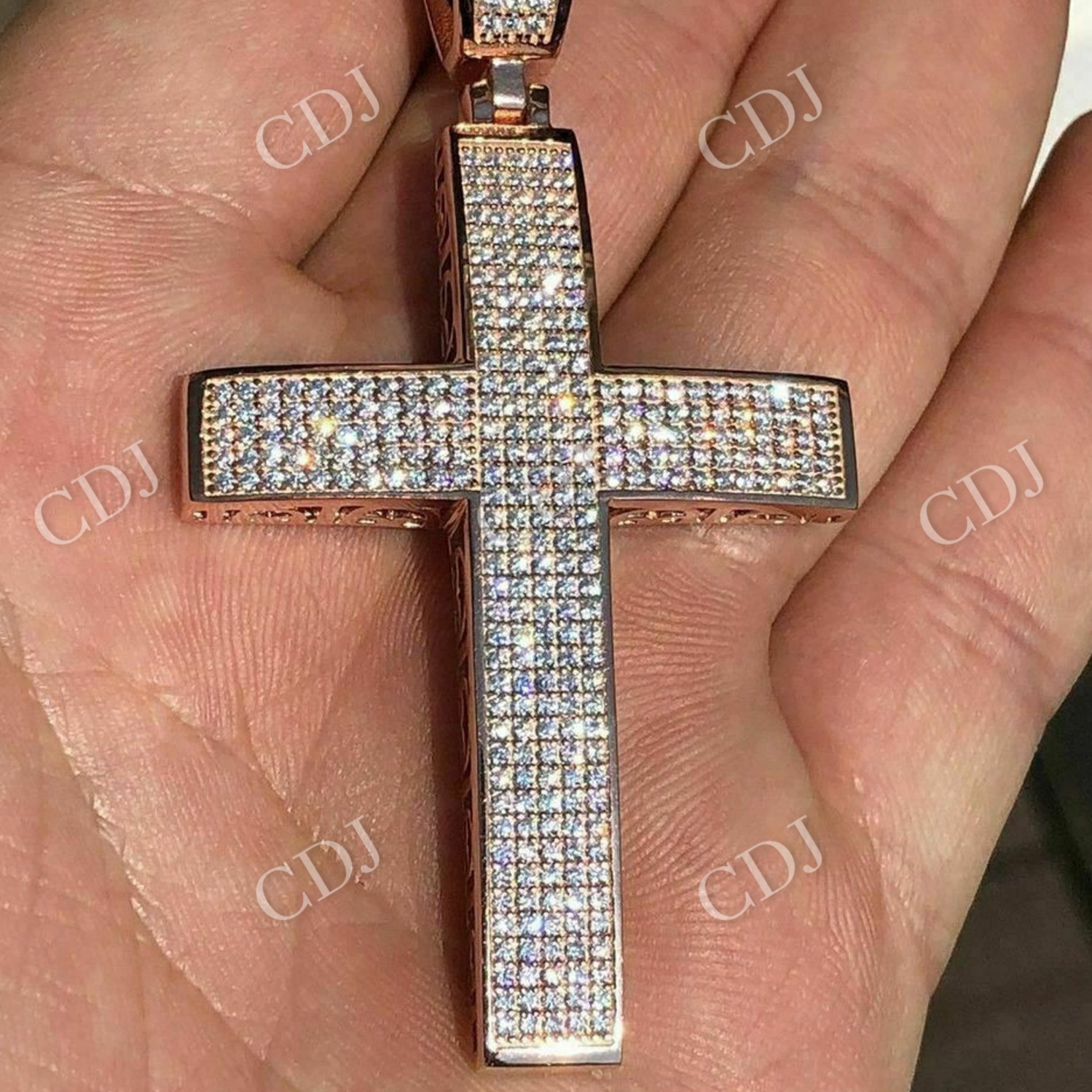 Mens Large Cross 3ct Diamonds Hip Hop Pendant  customdiamjewel   