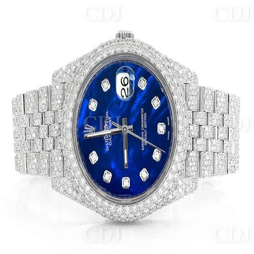 16.10CTW Luxury Hip Hop Fully Iced Out Watches Silver Gold Blue Dial Diamond Men's Wrist Watches  customdiamjewel   