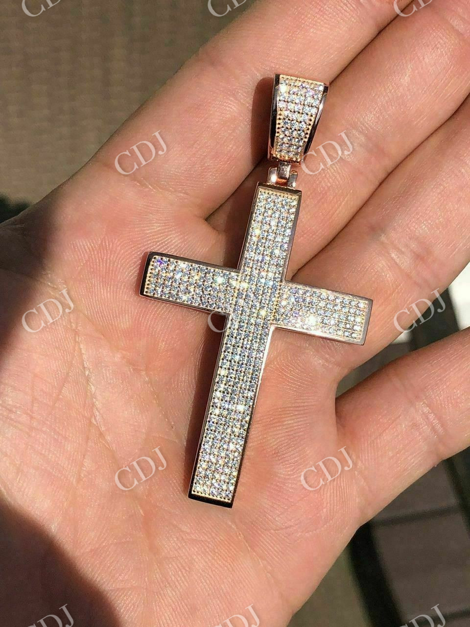 Mens Large Cross 3ct Diamonds Hip Hop Pendant  customdiamjewel   