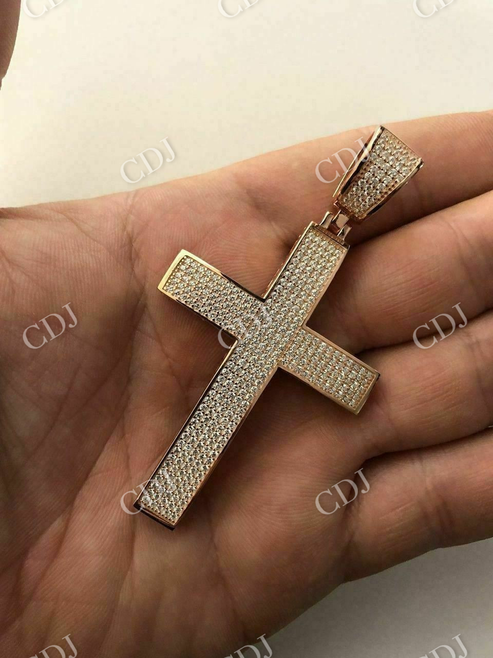 Mens Large Cross 3ct Diamonds Hip Hop Pendant  customdiamjewel   