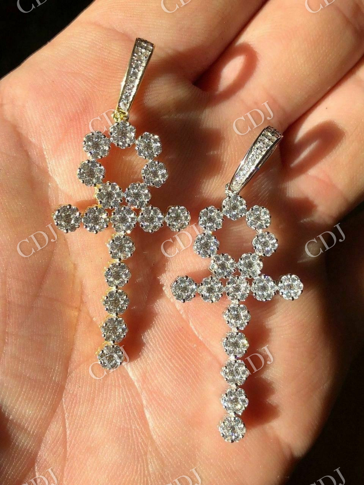 Diamond Ankh Cross Tennis Pendant  customdiamjewel   